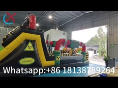 0.55ملم مسارات العقبات القابلة للنفخ منطقة الخطر ألعاب موضوعية في الهواء الطلق قصر القفز ملعب