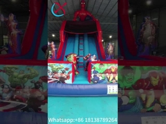شرائح مجففة قابلة للنفخ لـ Spiderman Hero Cartoon شرائح مزدوجة قابلة للنفخ للقلعة للأطفال والبالغين